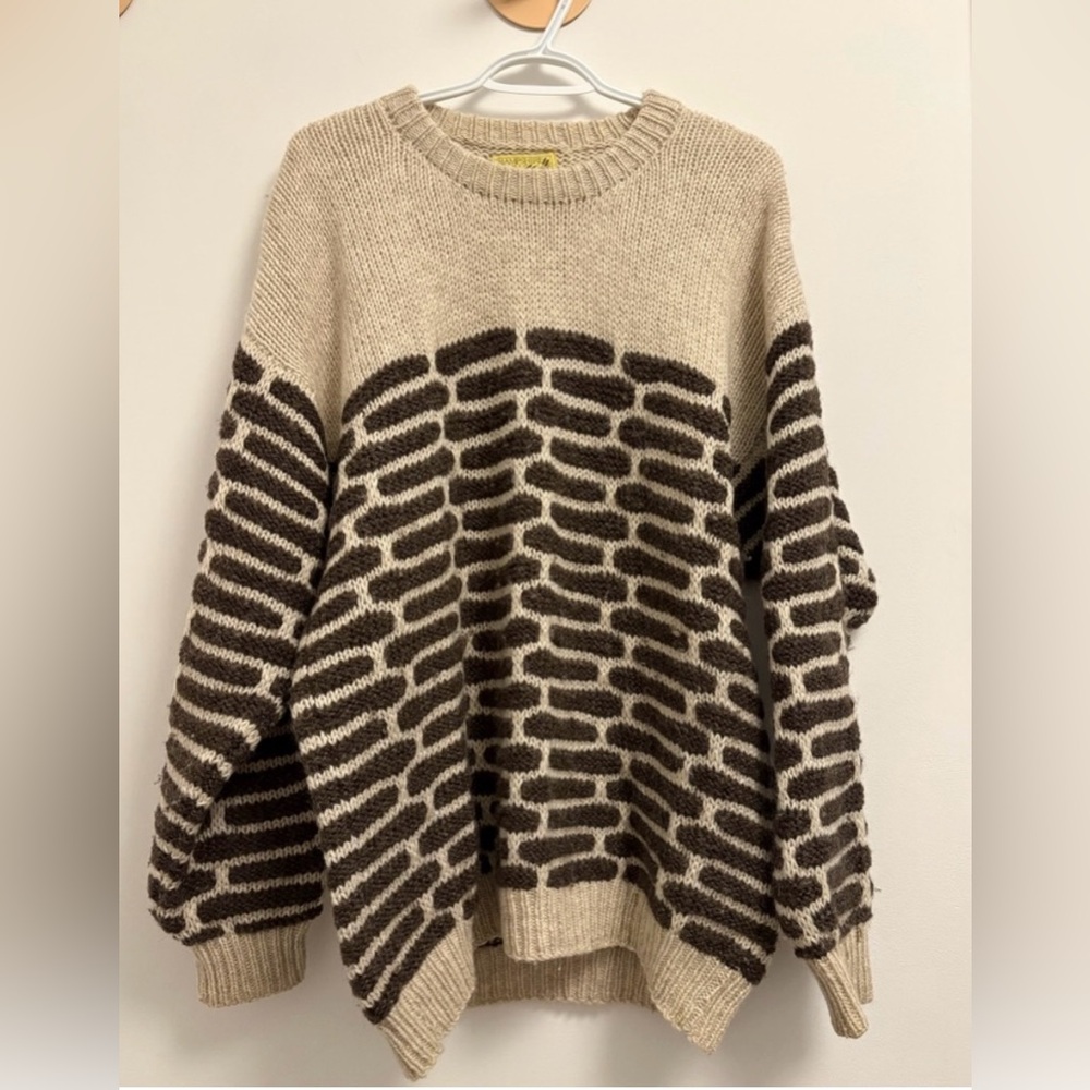Cozy Beige and Brown Wool Sweater
